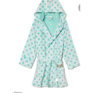 PINK Victoria secret blue polka dot robe xs/s